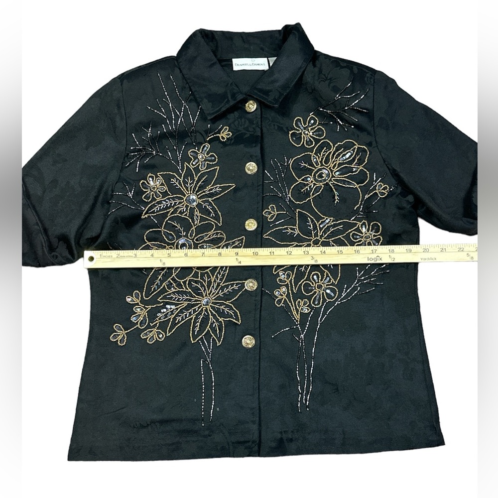 Vintage Draper’s & Damon’s Women’s Jacquard Classic Embellished Blazer Size M - Picture 8 of 9